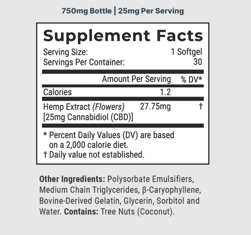 CBD Softgels (No THC) 10mg/25mg/100mg - Anxiety, Stress, Sleep, Muscle & Joint Pain