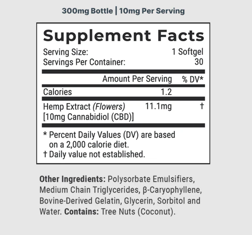 CBD Softgels (No THC) 10mg/25mg/100mg - Anxiety, Stress, Sleep, Muscle & Joint Pain