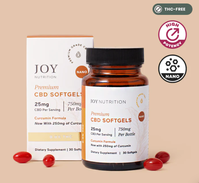 CBD Softgels with Curcumin, 25mg (No THC) Inflammation, Joint Support, Post Work-Out Recovery