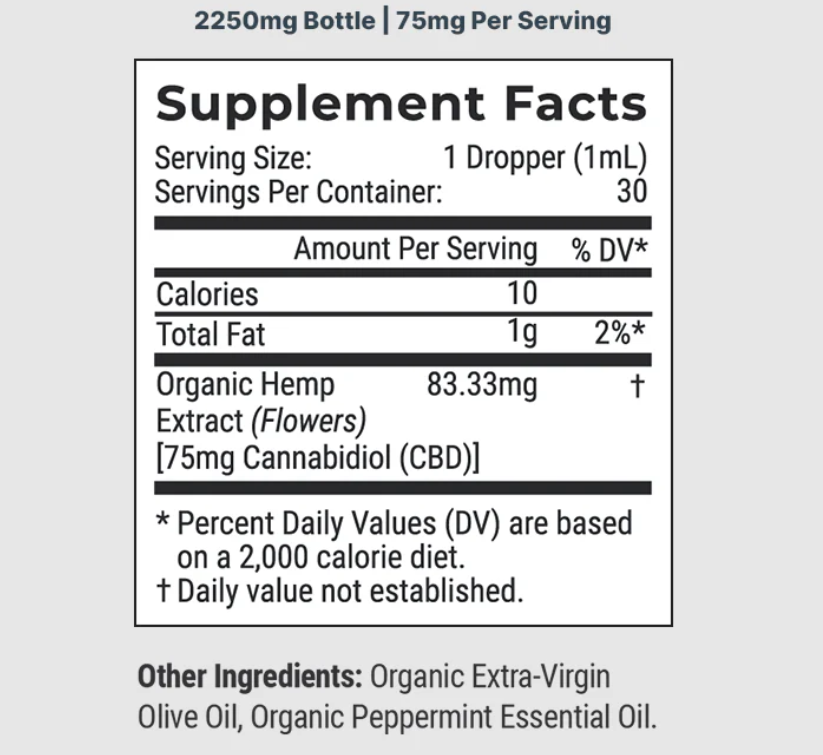 Organic CBD Oil (Tincture) - Tranquil Mint (No THC) Anxiety, Stress, Sleep, Pain