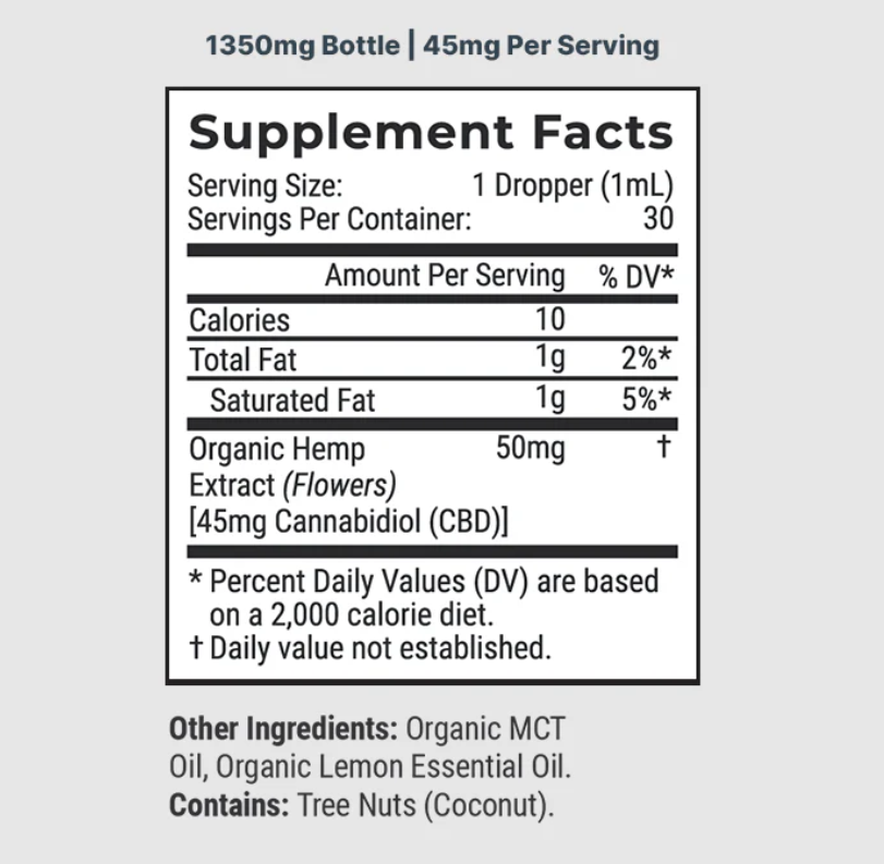 Organic CBD Oil (No THC) - Summer Lemon - Anxiety, Stress,  Sleep, Pain